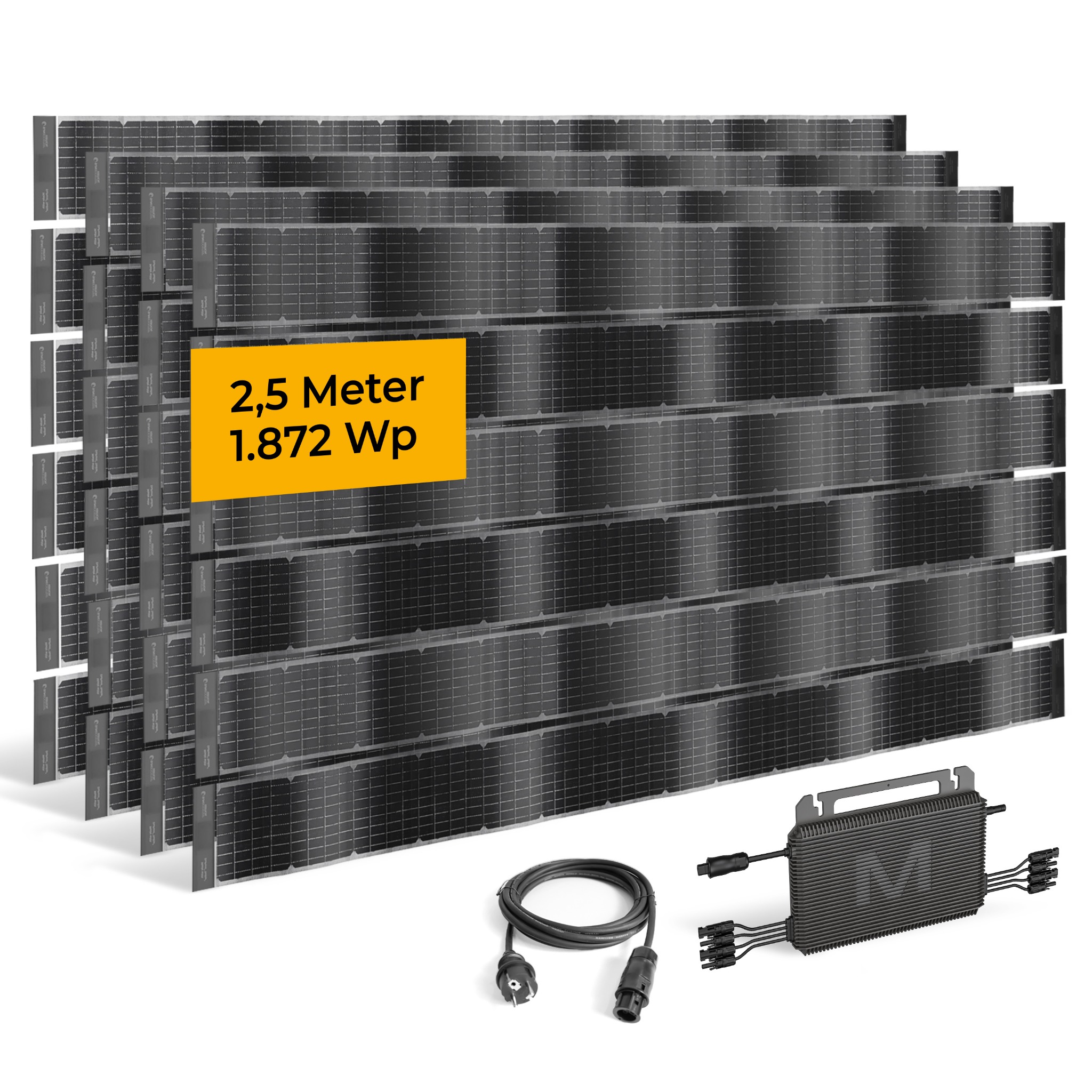 Sunbooster VERTICAL+ 4er System mit Modulen, Kabel und Wechselrichter